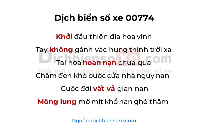 Dịch thơ biển số 00774