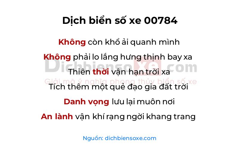 Dịch thơ biển số 00784