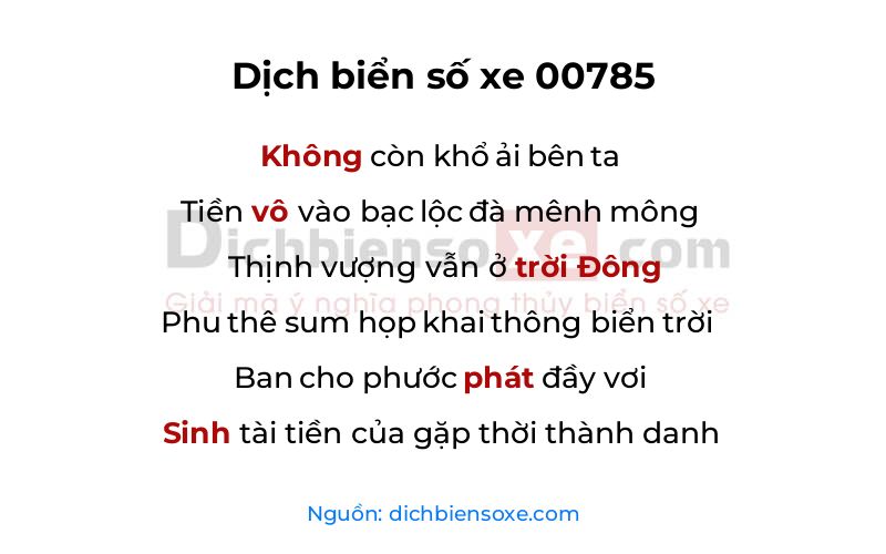 Dịch thơ biển số 00785