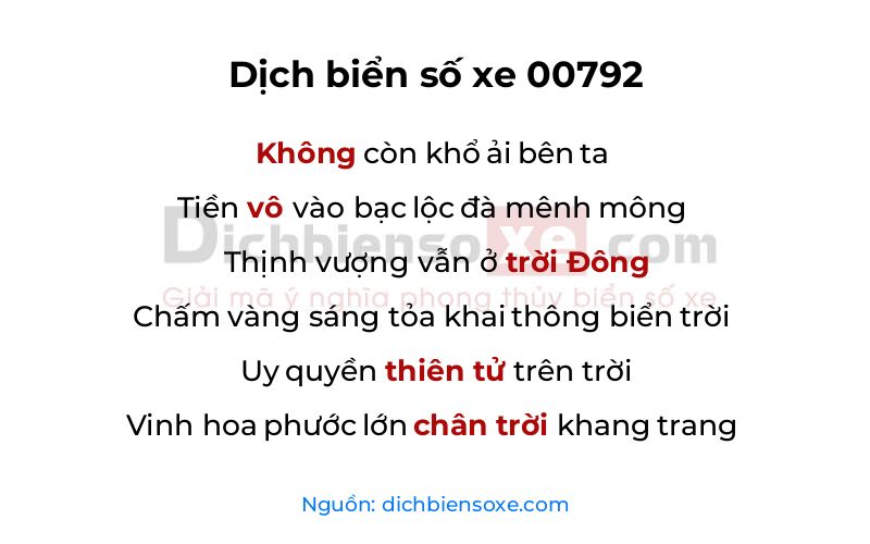 Dịch thơ biển số 00792