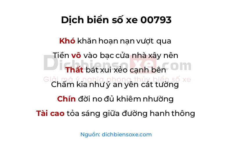 Dịch thơ biển số 00793