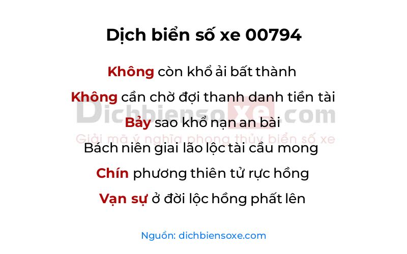 Dịch thơ biển số 00794