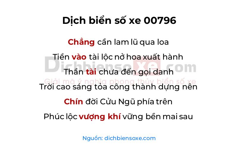 Dịch thơ biển số 00796