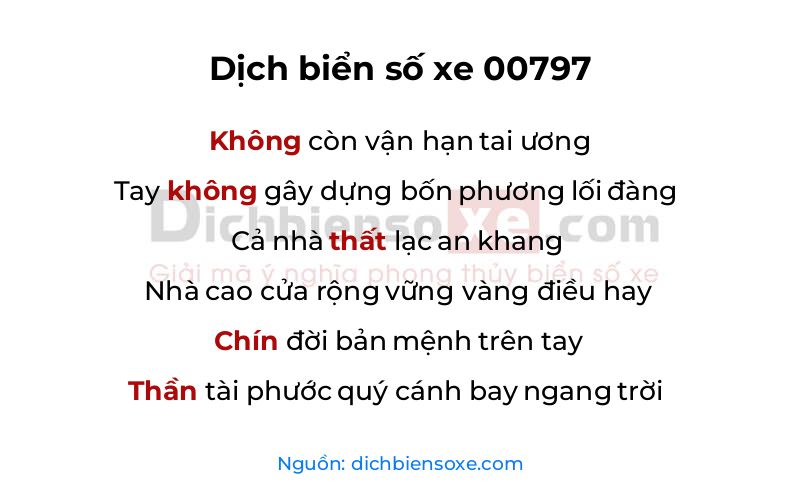 Dịch thơ biển số 00797