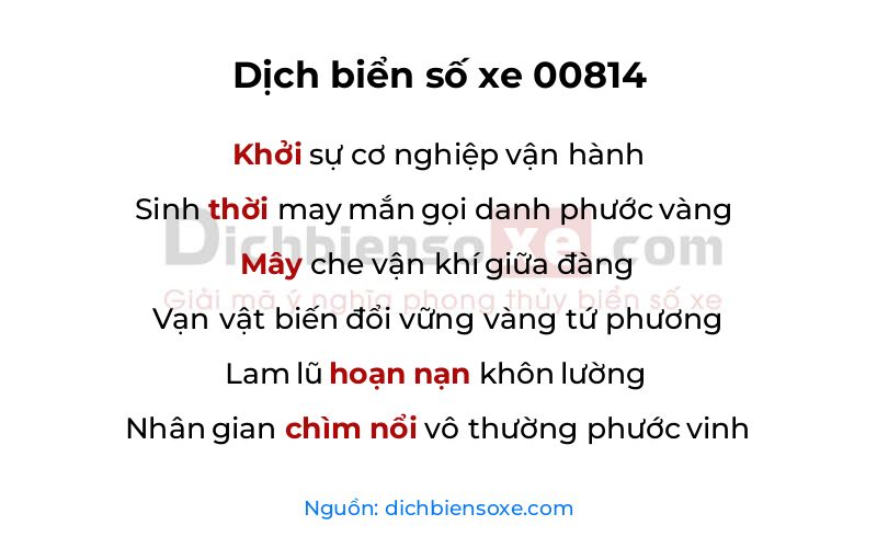Dịch thơ biển số 00814