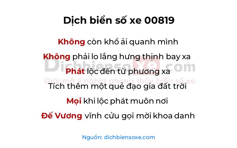 Dịch thơ biển số 00819