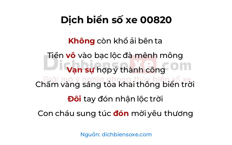 Dịch thơ biển số 00820