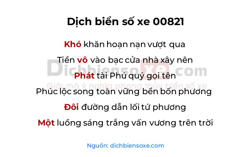 Dịch thơ biển số 00821