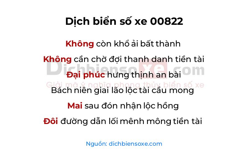 Dịch thơ biển số 00822