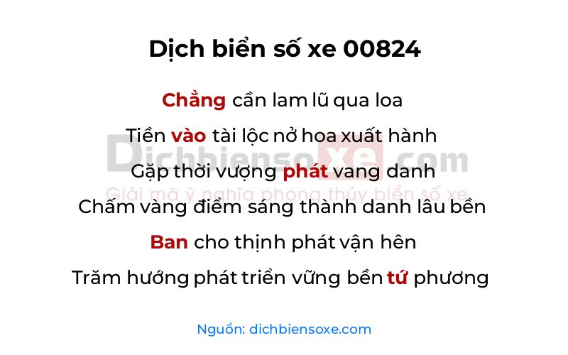 Dịch thơ biển số 00824