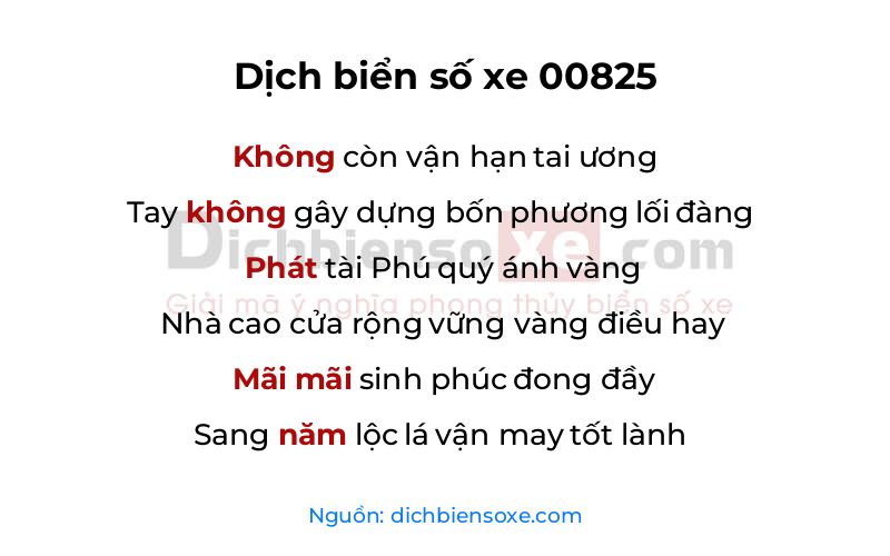 Dịch thơ biển số 00825