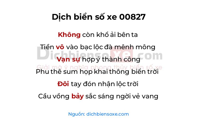 Dịch thơ biển số 00827