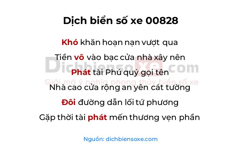 Dịch thơ biển số 00828