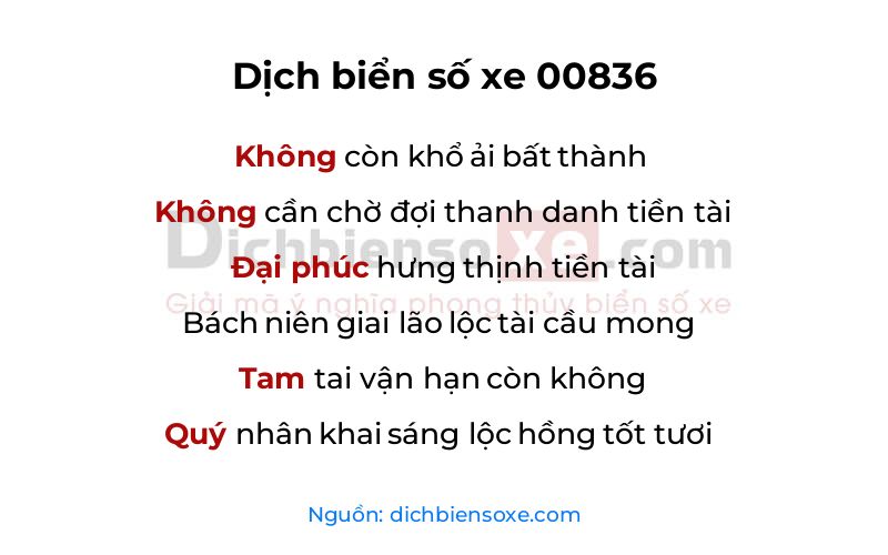 Dịch thơ biển số 00836