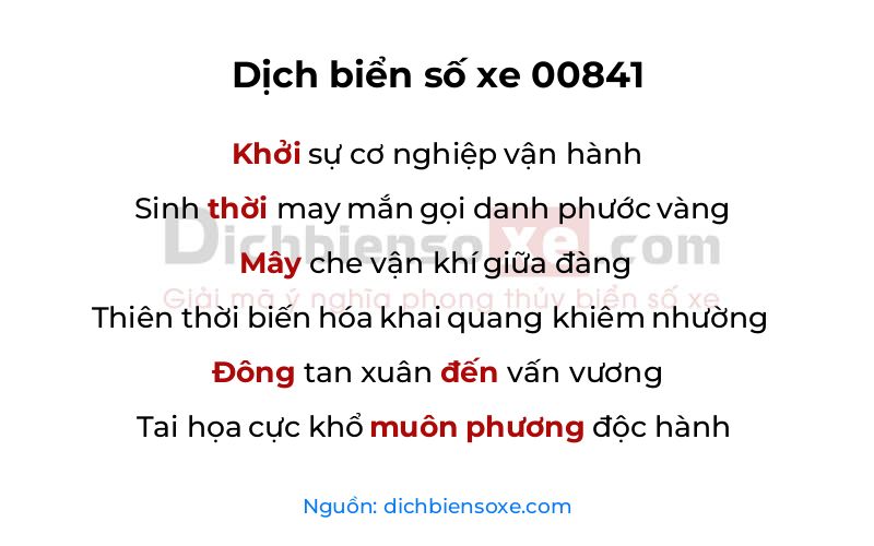 Dịch thơ biển số 00841