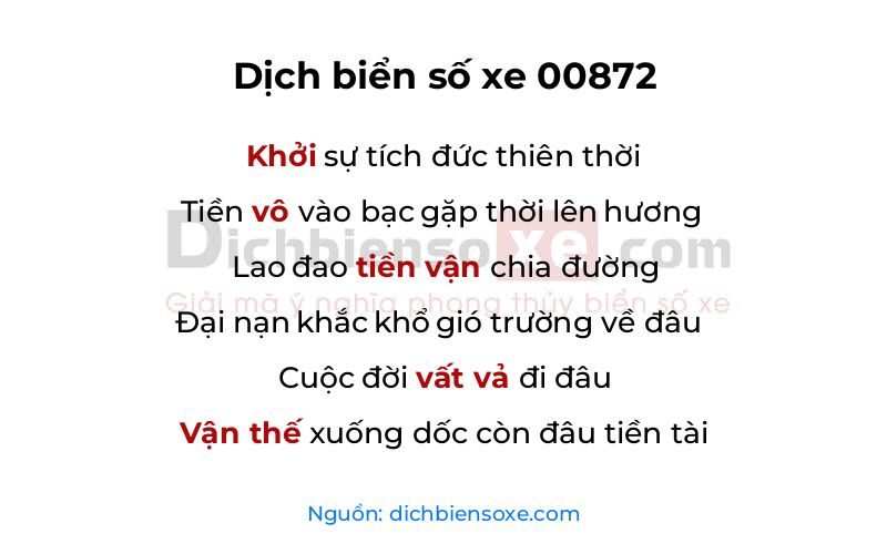 Dịch thơ biển số 00872