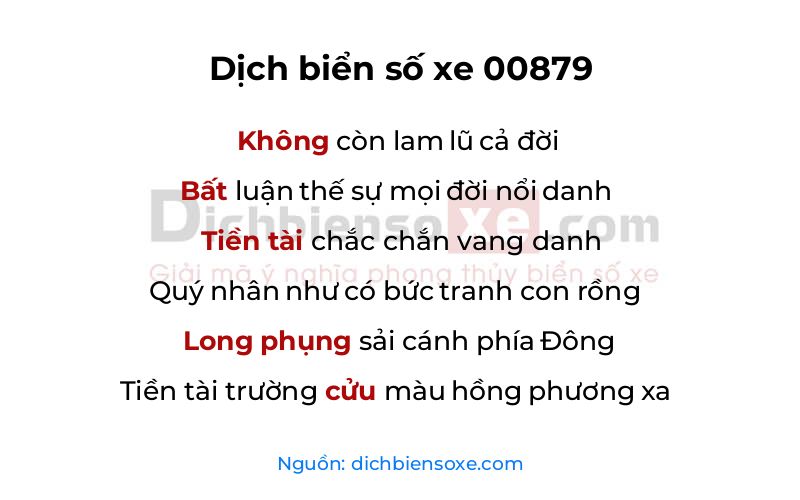 Dịch thơ biển số 00879