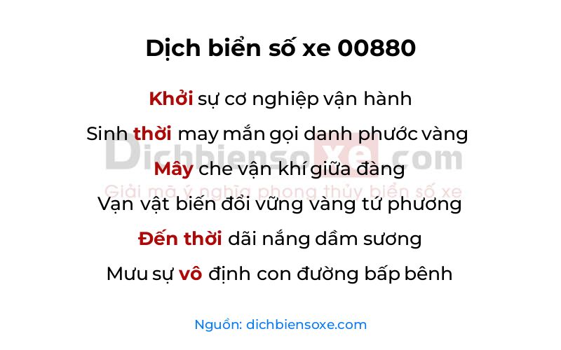 Dịch thơ biển số 00880