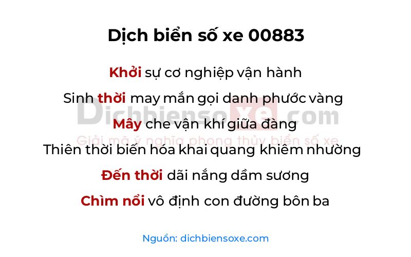 Dịch thơ biển số 00883