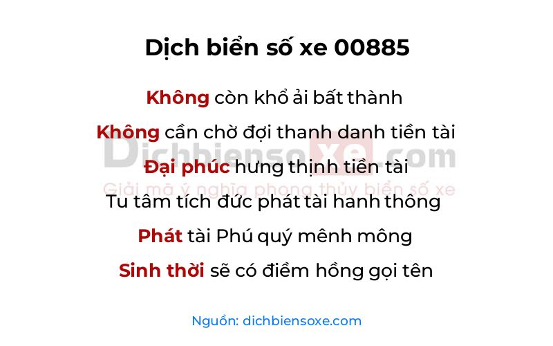 Dịch thơ biển số 00885