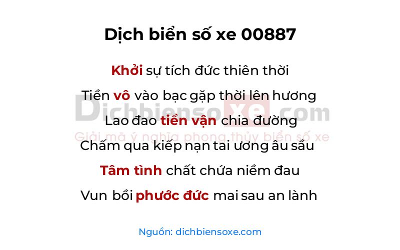 Dịch thơ biển số 00887