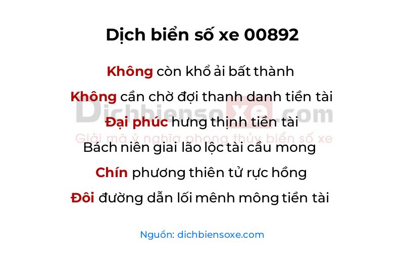 Dịch thơ biển số 00892