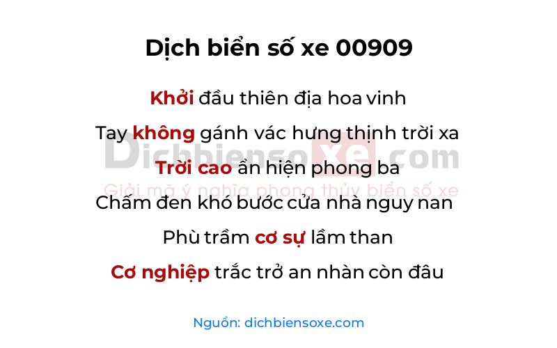 Dịch thơ biển số 00909