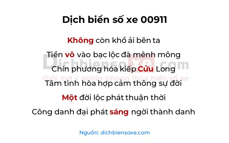 Dịch thơ biển số 00911