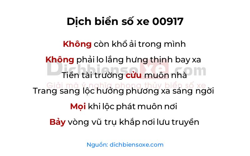 Dịch thơ biển số 00917