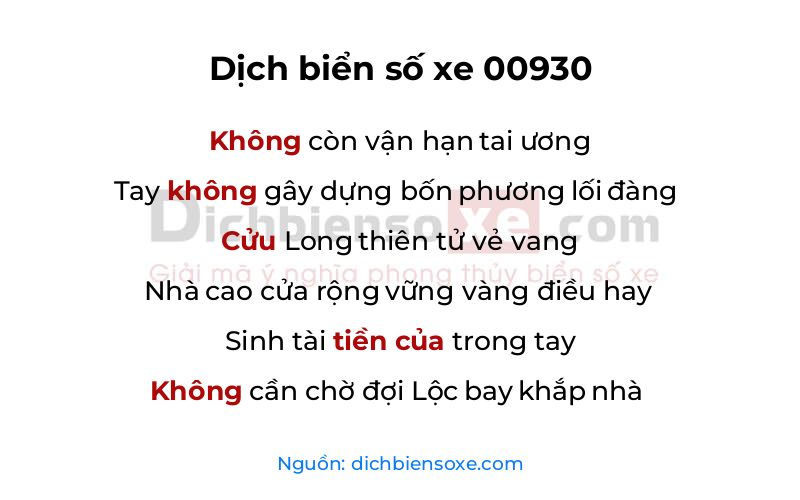 Dịch thơ biển số 00930