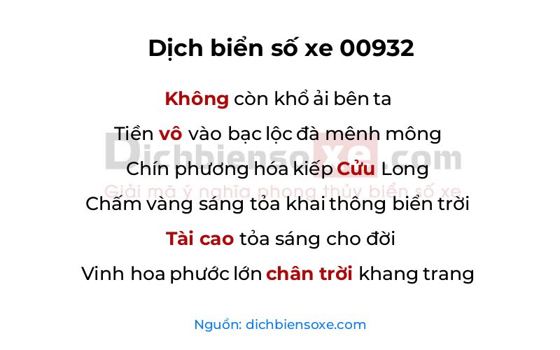 Dịch thơ biển số 00932