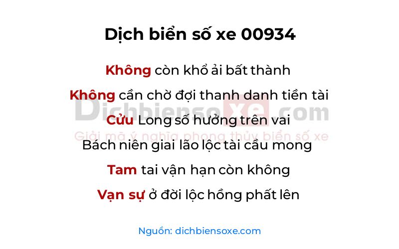 Dịch thơ biển số 00934