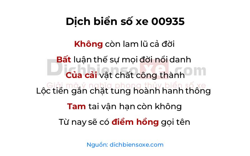 Dịch thơ biển số 00935