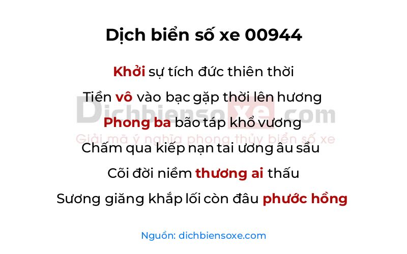 Dịch thơ biển số 00944