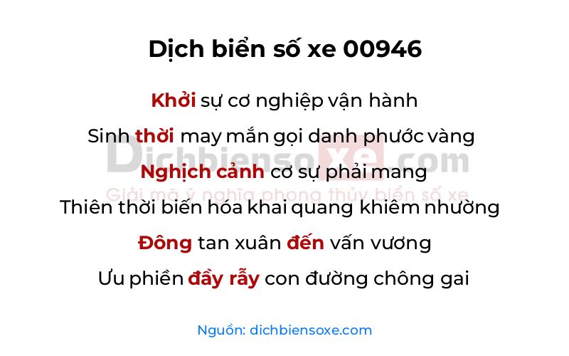 Dịch thơ biển số 00946