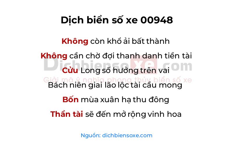 Dịch thơ biển số 00948