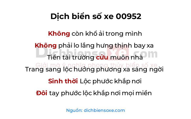 Dịch thơ biển số 00952
