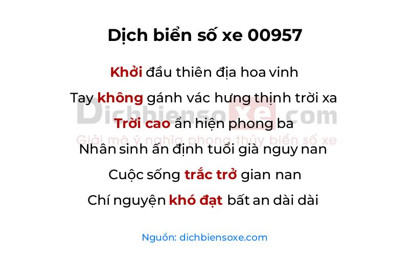 Dịch thơ biển số 00957