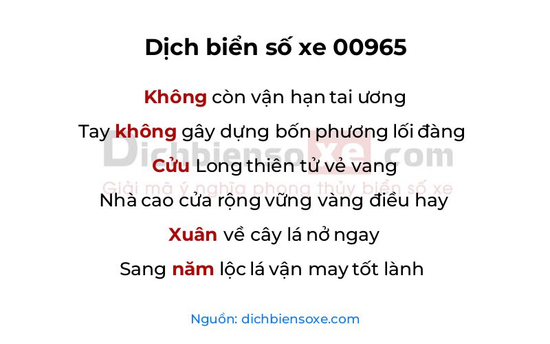Dịch thơ biển số 00965