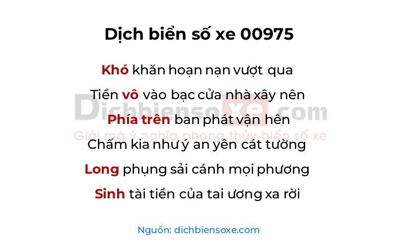 Dịch thơ biển số 00975