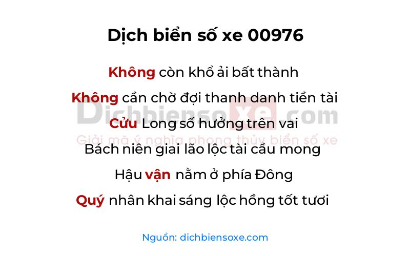Dịch thơ biển số 00976