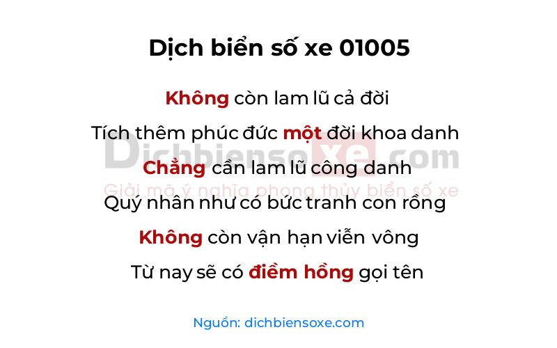 Dịch thơ biển số 01005