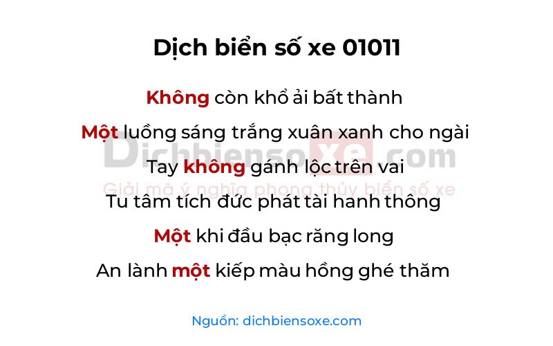 Dịch thơ biển số 01011