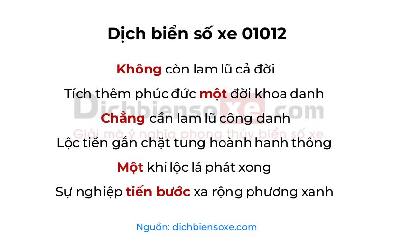 Dịch thơ biển số 01012