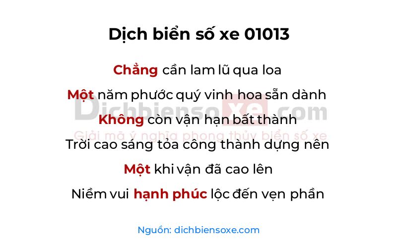 Dịch thơ biển số 01013