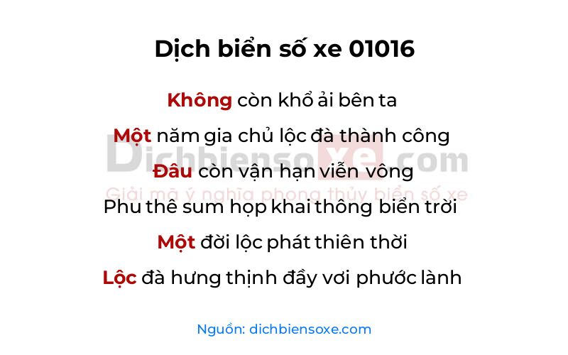 Dịch thơ biển số 01016