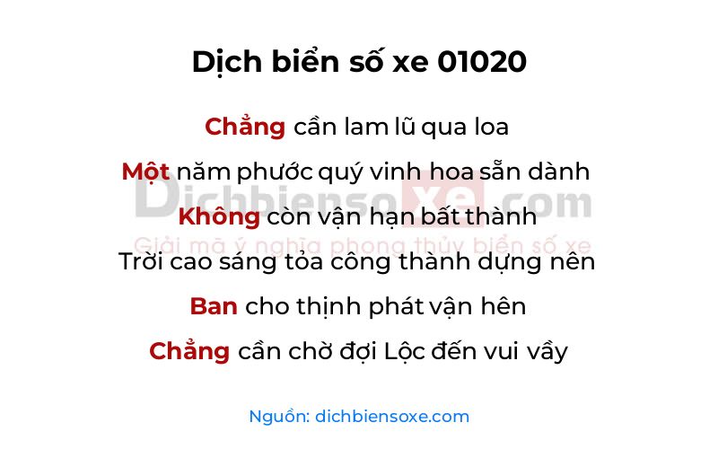 Dịch thơ biển số 01020