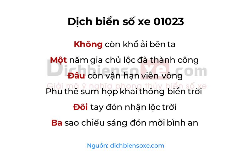 Dịch thơ biển số 01023