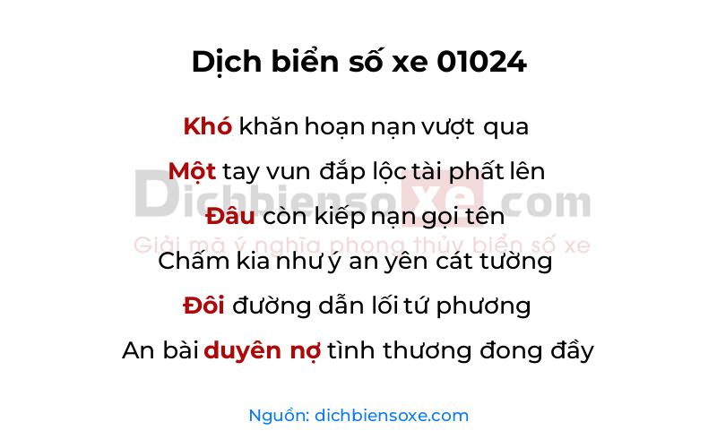 Dịch thơ biển số 01024