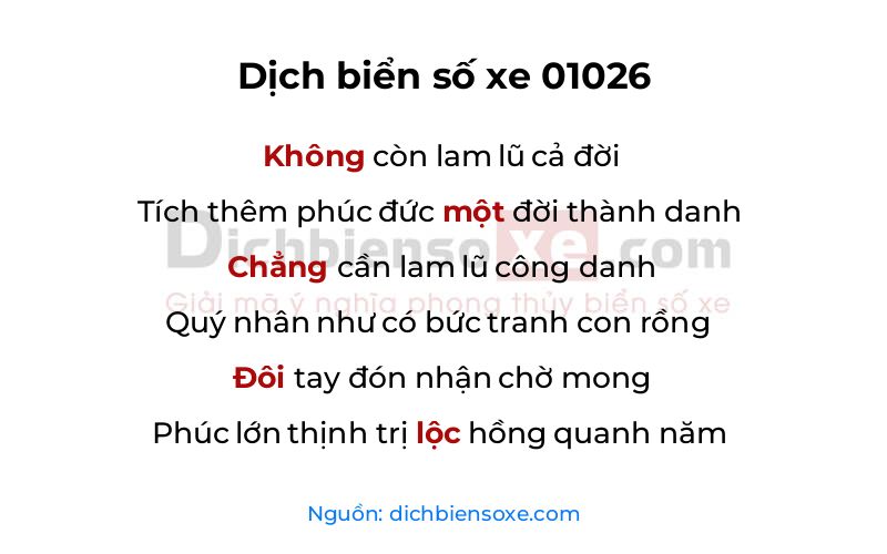 Dịch thơ biển số 01026